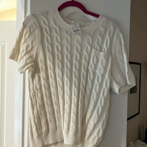 J Crew Cable Short Sleeve Sweater